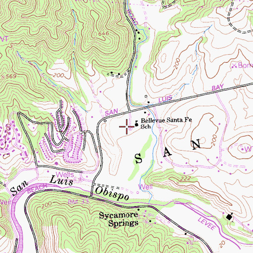 Topographic Map of Bellevue Santa Fe Charter School, CA