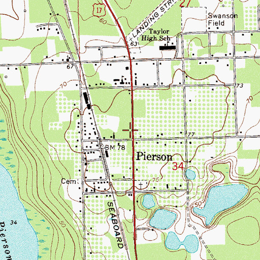 Topographic Map of Pierson Town Hall, FL