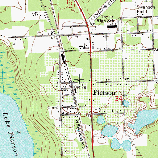 Topographic Map of Pierson United Methodist Church, FL