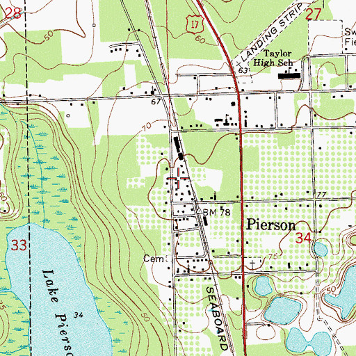 Topographic Map of Pierson Post Office, FL