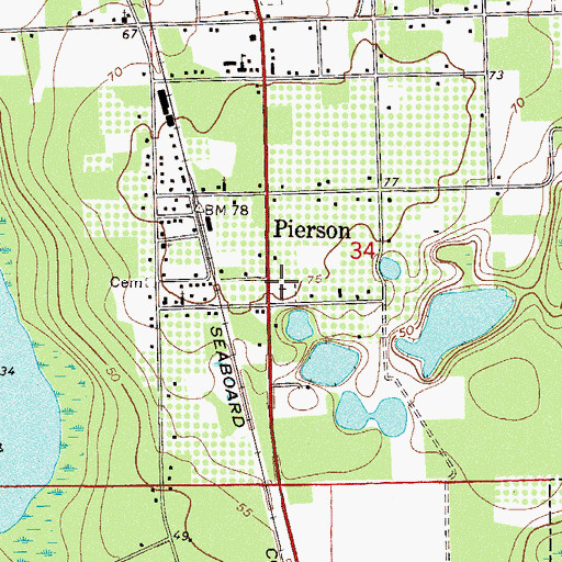 Topographic Map of Pierson Cemetery, FL