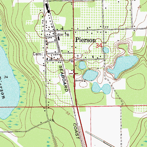 Topographic Map of Iglesia Misionaria de Pierson, FL