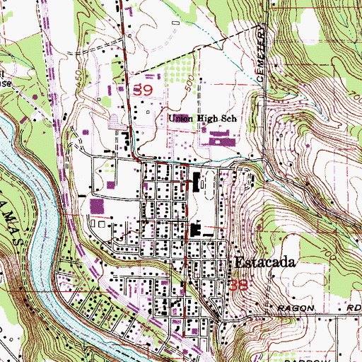 Topographic Map of Estacada Junior High School, OR