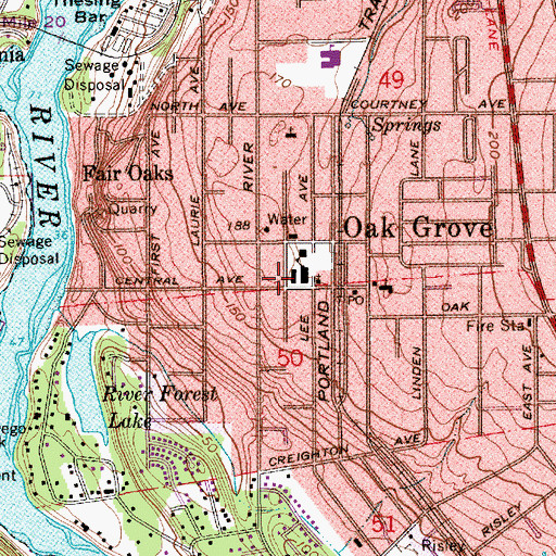 Topographic Map of New Urban High School, OR