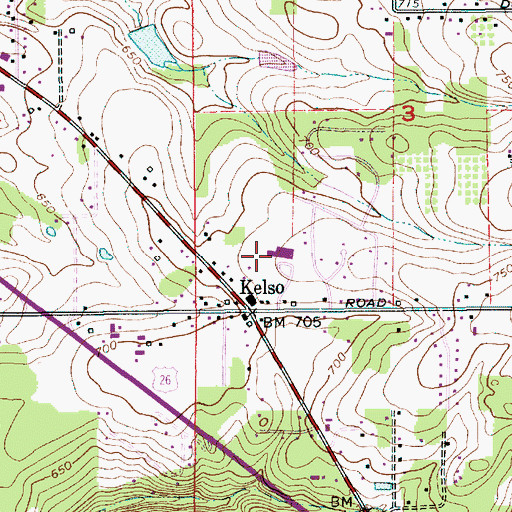 Topographic Map of Kelso Elementary School, OR