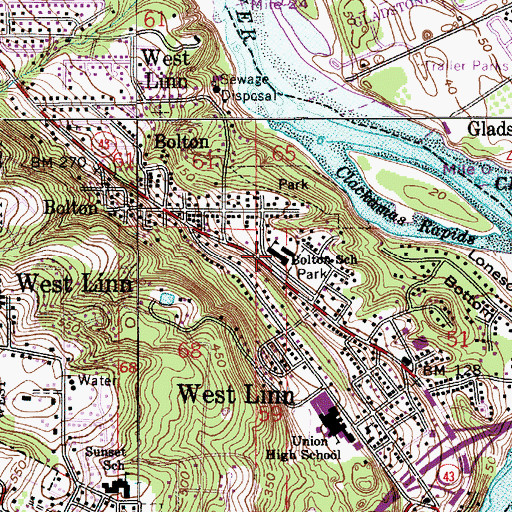 Topographic Map of Bolton Primary School, OR