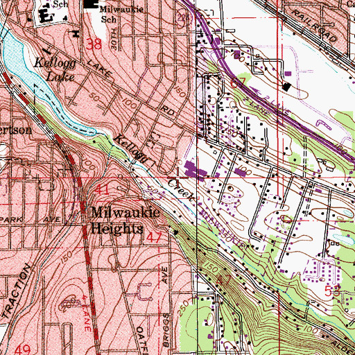 Topographic Map of Rowe Middle School, OR
