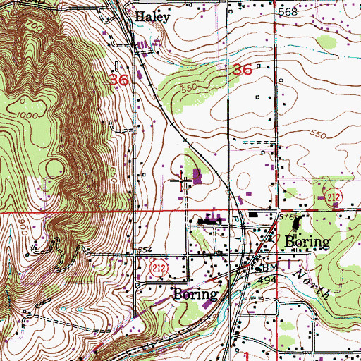 Topographic Map of Naas Elementary School, OR