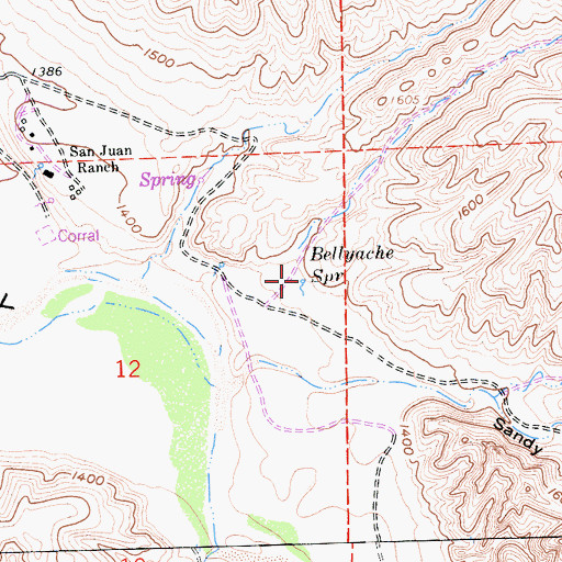 Topographic Map of Bellyache Spring, CA