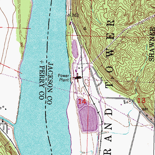 Topographic Map of Grand Tower Power Station, IL