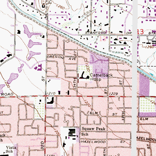 Topographic Map of Camelback Hospital, AZ