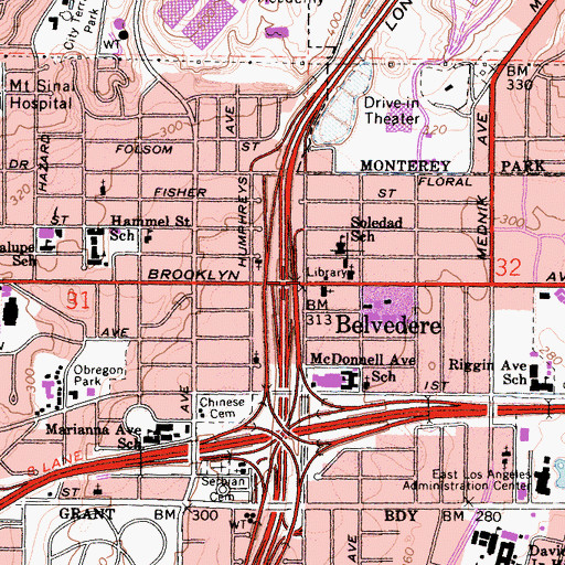 Topographic Map of Belvedere, CA
