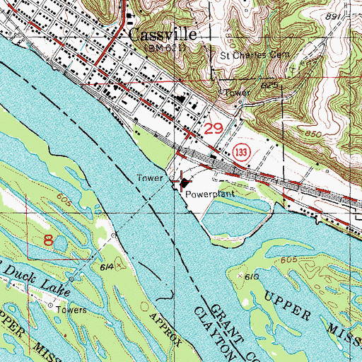 Topographic Map of E J Stoneman Generating Station, WI