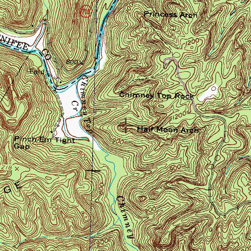 Topographic Map of Half Moon Rock, KY