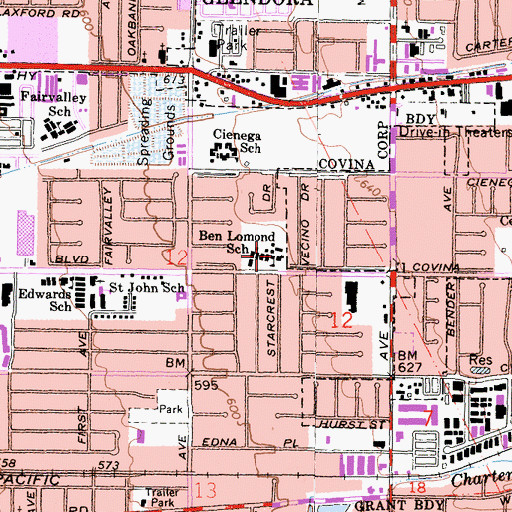 Topographic Map of Ben Lomond Elementary School, CA