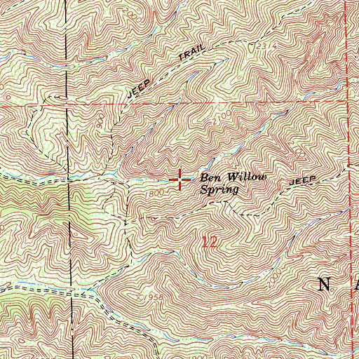 Topographic Map of Ben Willow Spring, CA