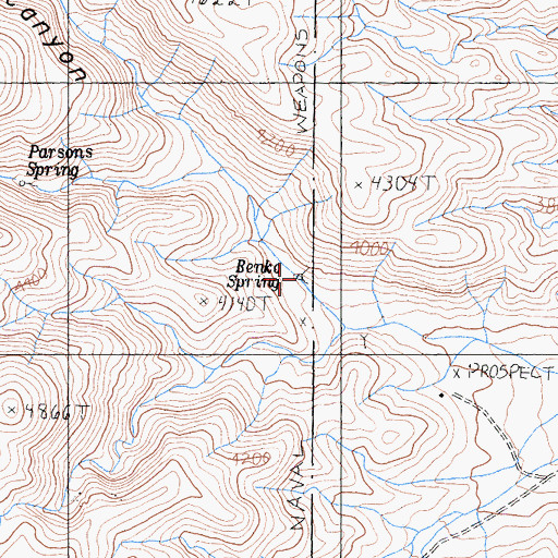Topographic Map of Benko Spring, CA