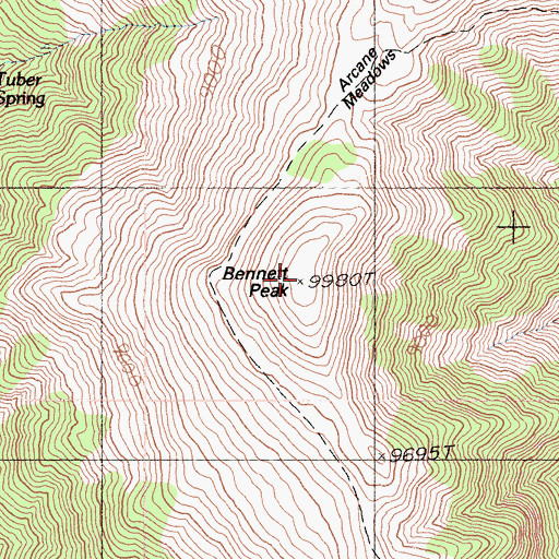 Topographic Map of Bennett Peak, CA