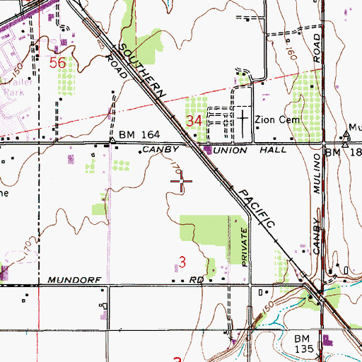 Topographic Map of Baker Prairie Middle School, OR