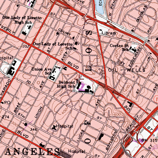 Topographic Map of Bennett School, CA