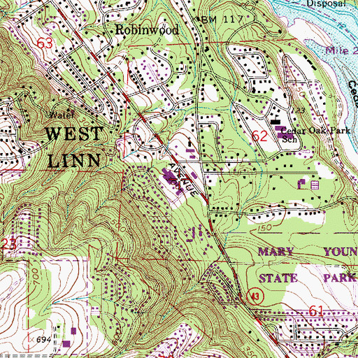 Topographic Map of Columbia Academy, OR