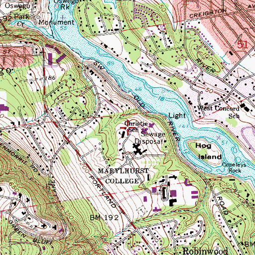Topographic Map of Heron Creek Academy, OR
