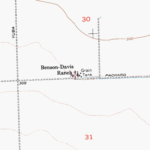 Topographic Map of Benson-Davis Ranch, CA