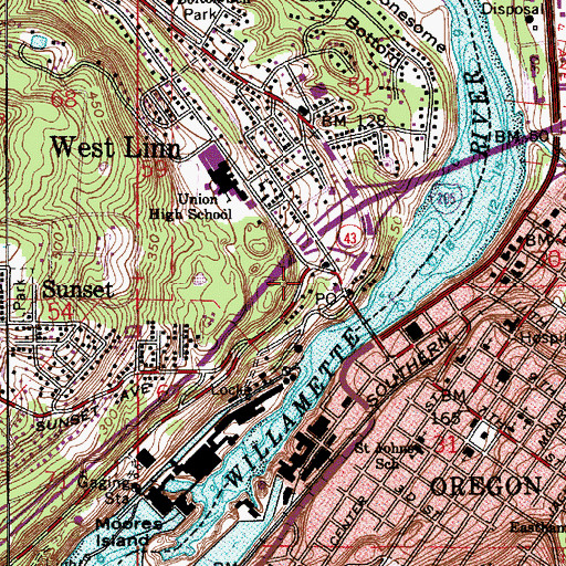 Topographic Map of Three Rivers Charter School, OR