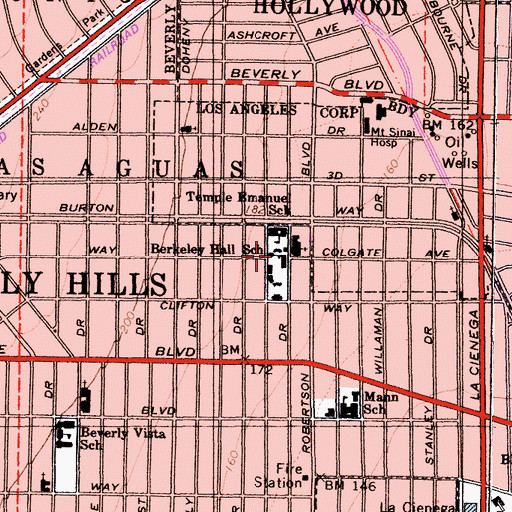 Topographic Map of Berkeley Hall School, CA