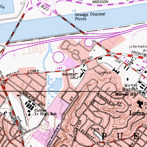 Topographic Map of Barnard Elementary School, CA