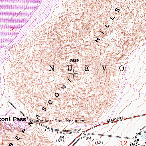 Topographic Map of Bernasconi Hills, CA