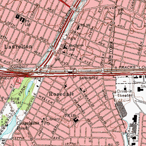 Topographic Map of Rosedale Station, NY