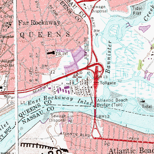Topographic Map of Seagirt Avenue Wetlands, NY