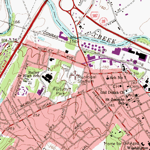Topographic Map of Dietz Memorial Stadium, NY