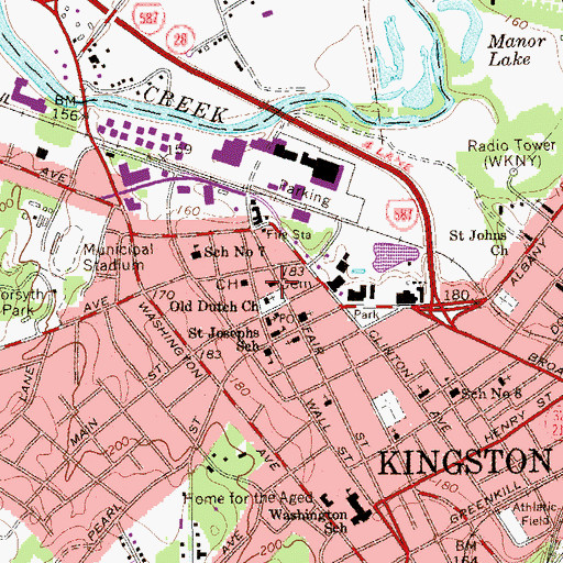 Topographic Map of Kingston Fire Department Museum, NY