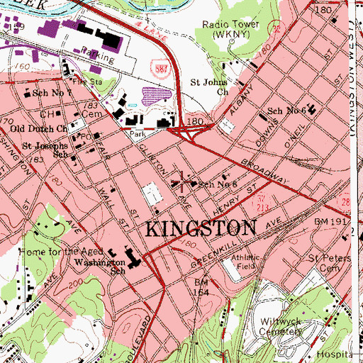 Topographic Map of Clinton Avenue Methodist Church, NY