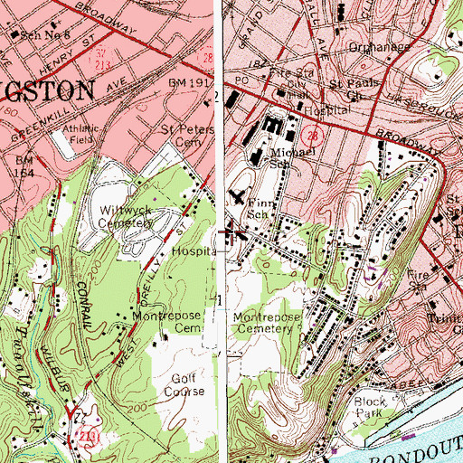 Topographic Map of HealthAlliance Hospital - Mary's Avenue Campus, NY