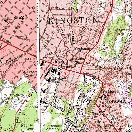 Topographic Map of Health Alliance Hospital Broadway Campus, NY