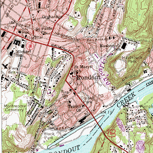 Topographic Map of Saint Mary's Convent (historical), NY