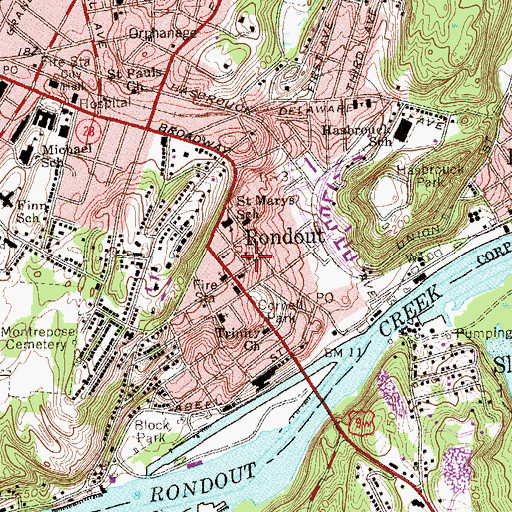 Topographic Map of Saint Peter's School, NY