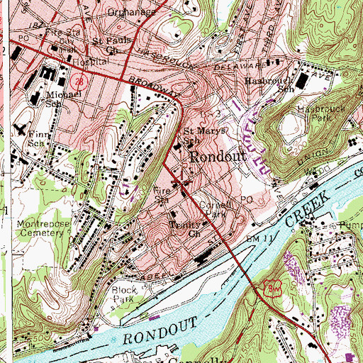 Topographic Map of Saint Peter's Roman Catholic Church, NY