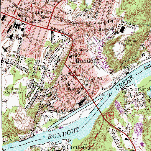 Topographic Map of Rondout Presbyterian Church, NY