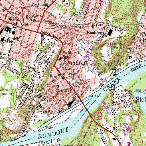 Topographic Map of Kingston Record Center, NY