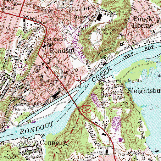 Topographic Map of Sampson Building, NY