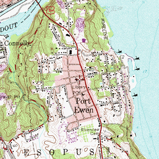 Topographic Map of Port Ewen Reformed Church, NY