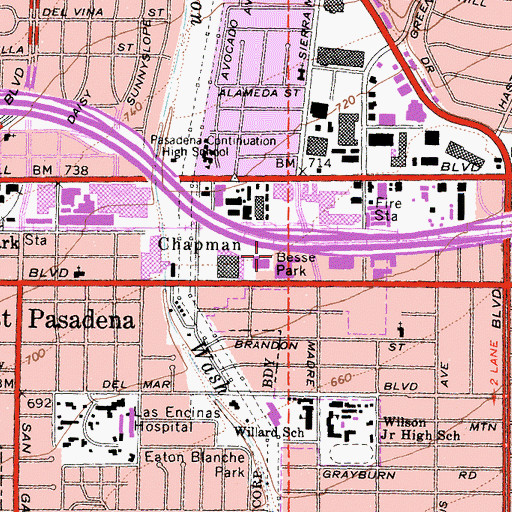 Topographic Map of Besse Park, CA