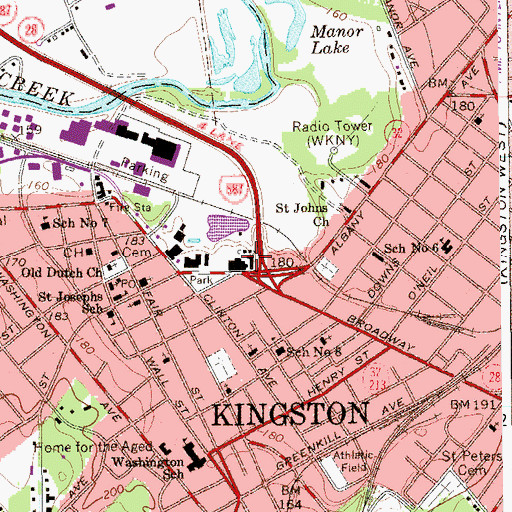 Topographic Map of First Baptist Church, NY