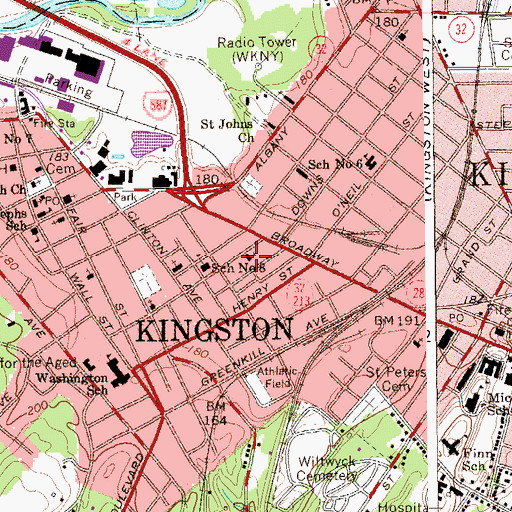 Topographic Map of African Methodist Episcopal Zion Church of Kingston, NY