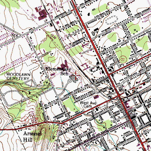 Topographic Map of Canandaigua Elementary School, NY