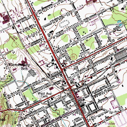 Topographic Map of Saint Mary's Roman Catholic Church, NY